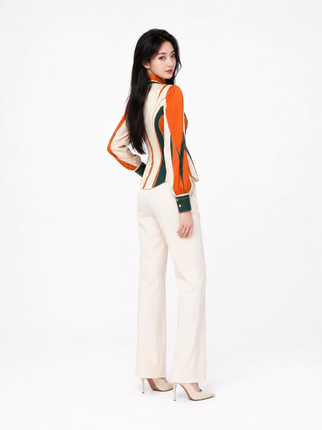 Back model view of the printed shirt