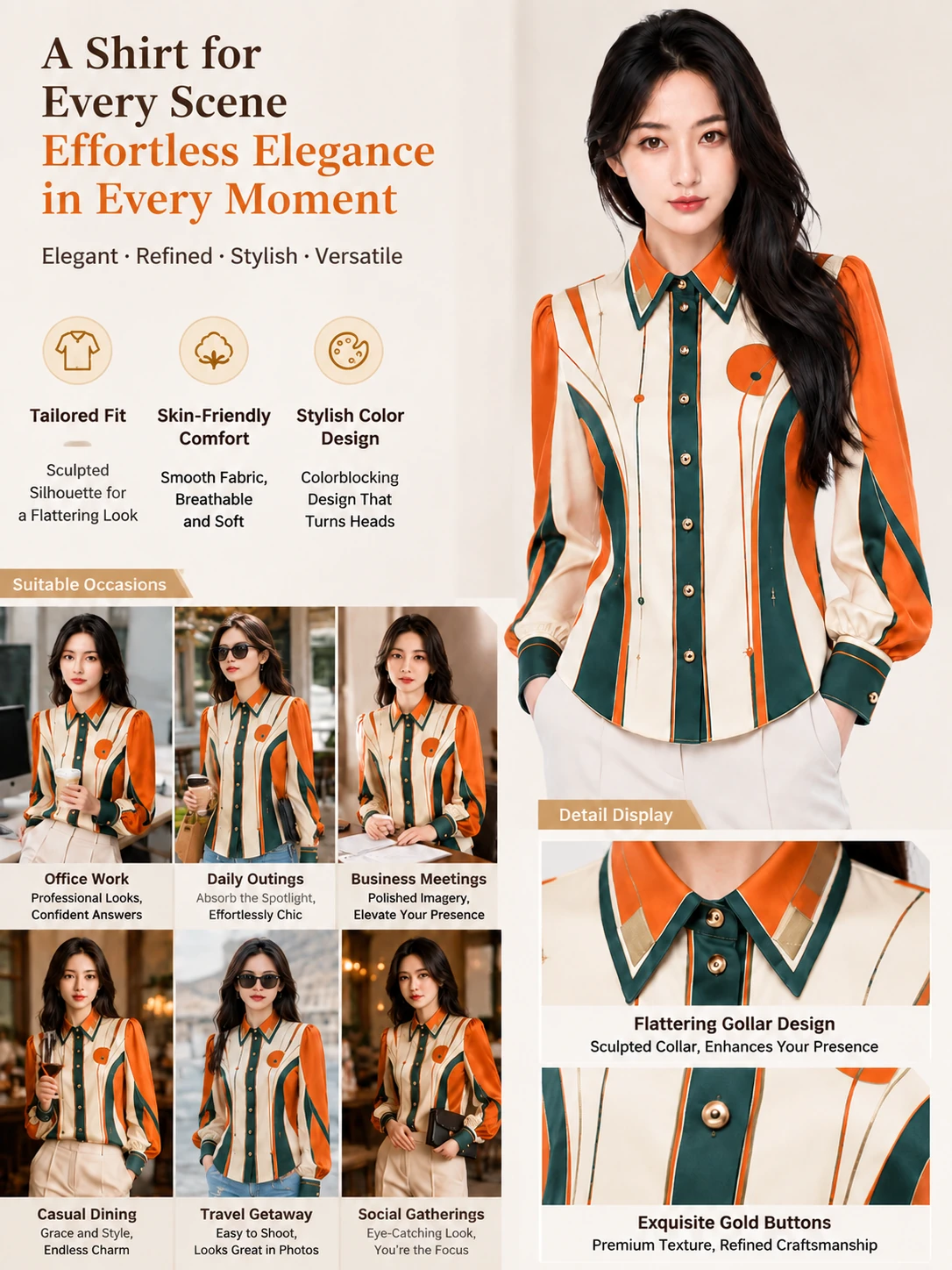 Ecommerce styling scenes for the printed shirt