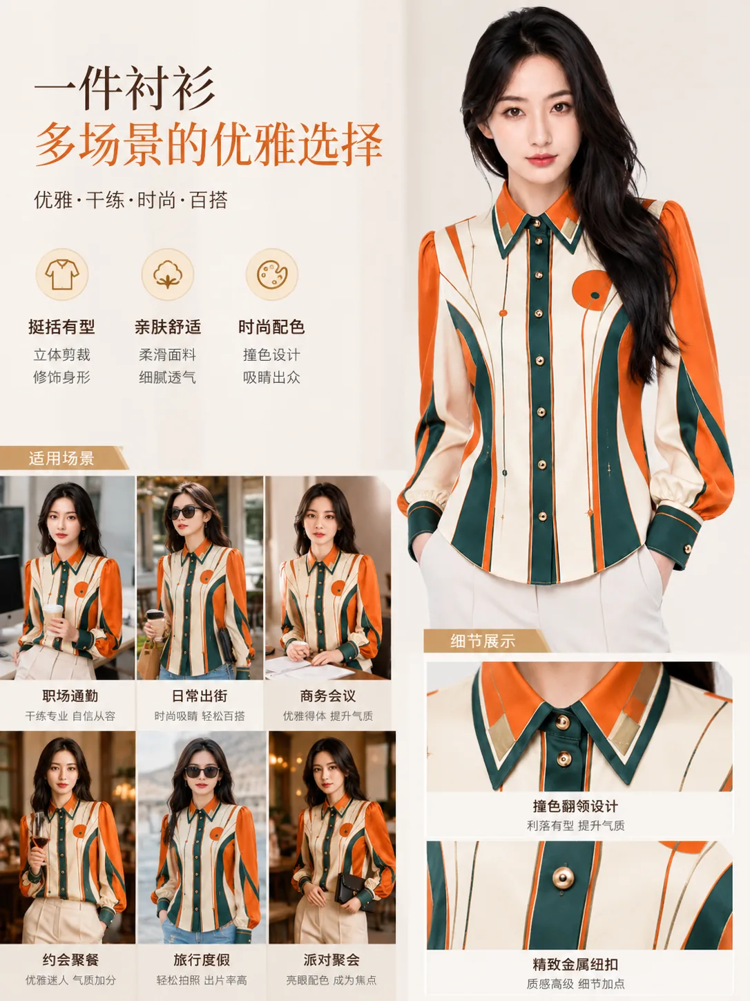 Ecommerce styling scenes for the printed shirt