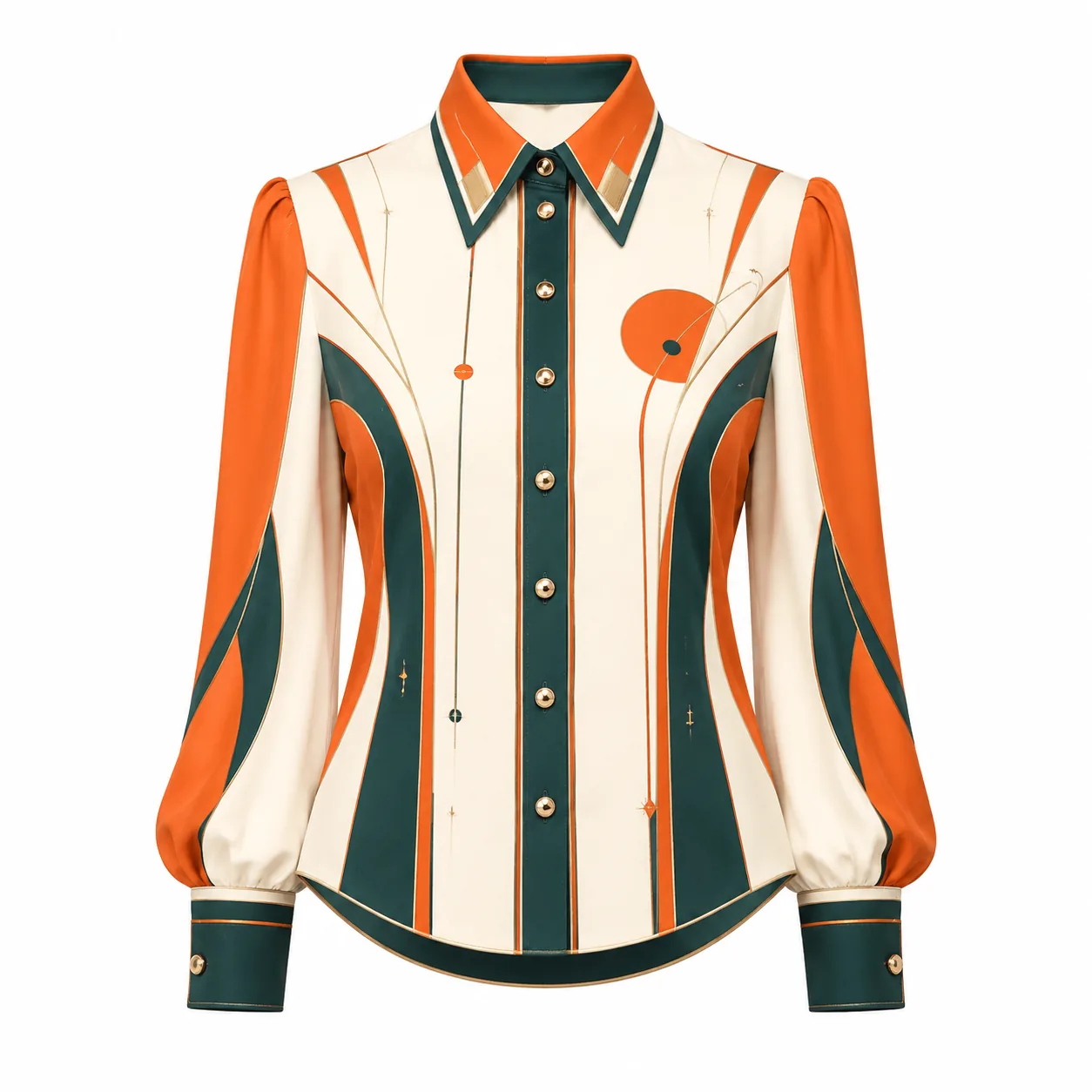 Front view of the printed shirt on white