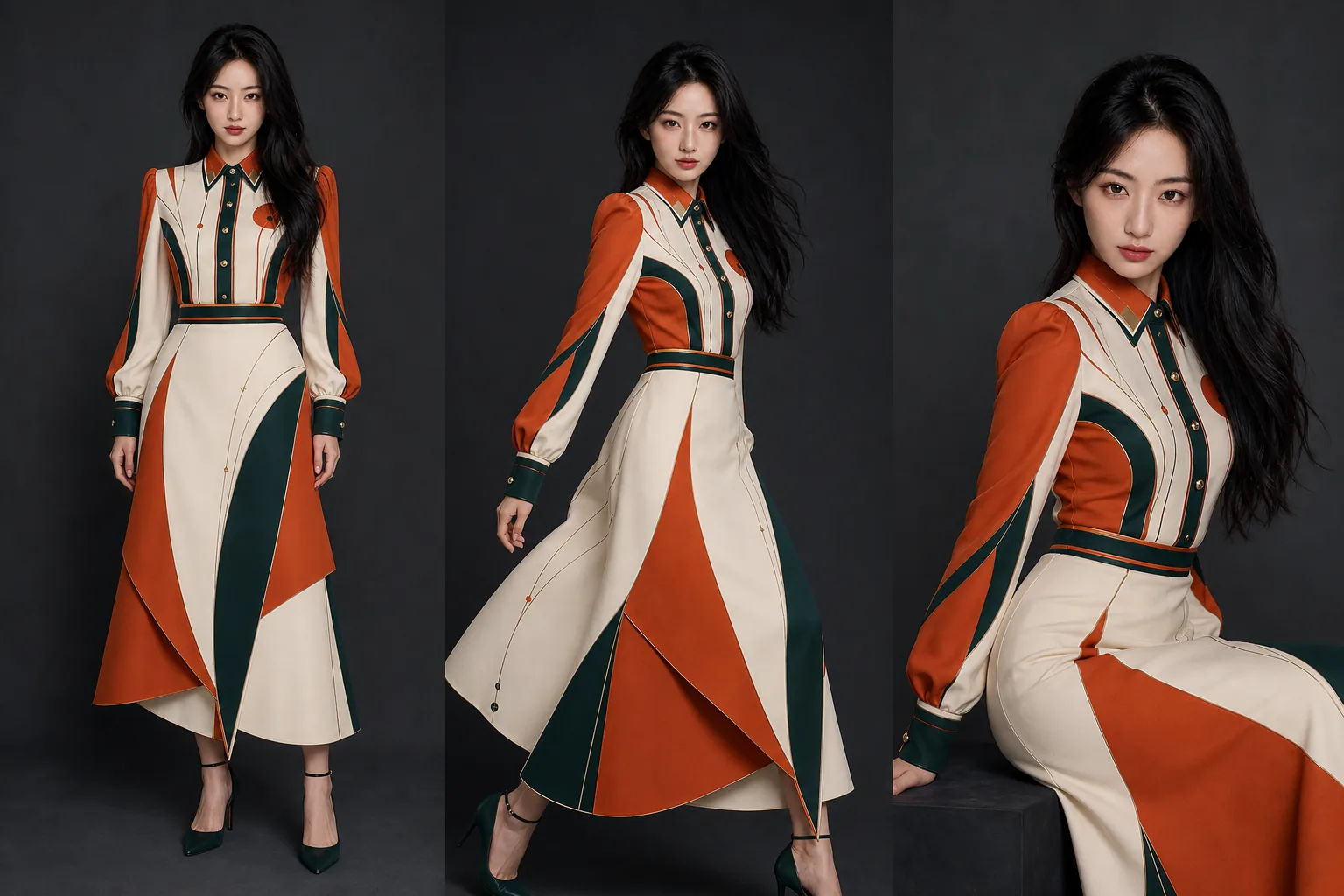 Couture fashion shoot featuring the printed shirt